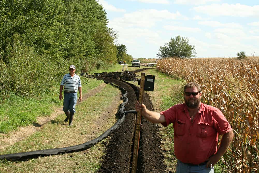 photo: Installation of saturated buffer along Bear Creek, Iowa.